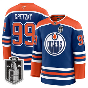 Men's Edmonton Oilers 2025 Stanley Cup Final Premium Jersey All Stitched #99 Wayne Gretzky