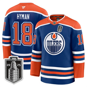 Men's Edmonton Oilers 2025 Stanley Cup Final Premium Jersey All Stitched #18 Zach Hyman