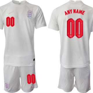 Men's England Custom White Home Soccer Jersey Suit