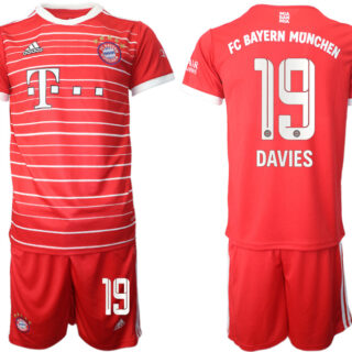 Men's FC Bayern Munich #19 Alphonso Davies 22 23 Red Home Soccer Jersey Suit