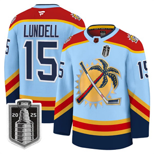 Men's Florida Panthers 2025 Stanley Cup Final Premium Jersey All Stitched #15 Anton Lundell