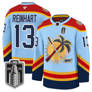 Men's Florida Panthers 2025 Stanley Cup Final Premium Jersey All Stitched #13 Sam Reinhart