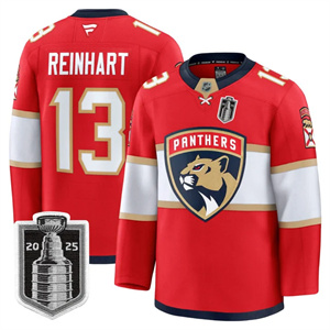 Men's Florida Panthers 2025 Stanley Cup Final Premium Jersey All Stitched #13 Sam Reinhart