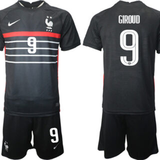 Men's France #9 Giroud Black 2022 FIFA World Cup Home Soccer Jersey Suit
