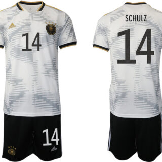 Men's Germany #14 Schulz White Home Soccer Jersey Suit