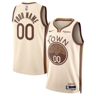 Men's Golden State Warriors Active Player Custom Tan 2025 26 City Edition Stitched Basketball Jersey