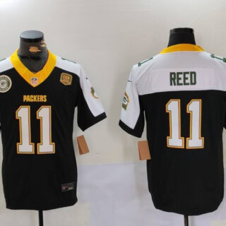 Men's Green Bay Packers #11 Jayden Reed BlackWhite 2024 F.U.S.E. Home Patch 13 Time World Champions Vapor Untouchable Limited Stitched Jerseys