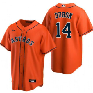 Men's Houston Astros #14 Mauricio Dub??n Orange Cool Base Stitched Baseball Jersey