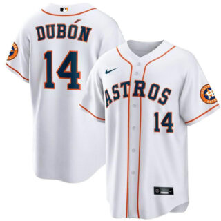 Men's Houston Astros #14 Mauricio Dub??n White Cool Base Stitched Baseball Jersey