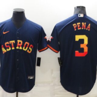 Men's Houston Astros #3 Jeremy Pe?a 2022 Navy Cool Base Stitched Jersey