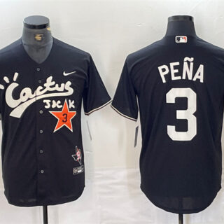 Men's Houston Astros #3 Jeremy Pe?a Black Cactus Jack Vapor Premier Limited Stitched Baseball Jersey