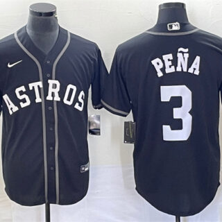 Men's Houston Astros #3 Jeremy Pe?a Black Cool Base Stitched Baseball Jersey