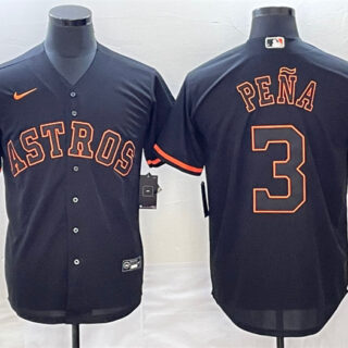Men's Houston Astros #3 Jeremy Pe?a Black Cool Base Stitched Jersey