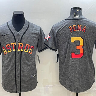 Men's Houston Astros #3 Jeremy Pe?a Grey Cool Base Stitched Baseball Jersey