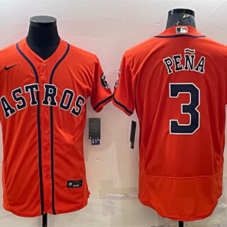 Men's Houston Astros #3 Jeremy Pe?a Orange Flex Base Stitched Baseball Jersey