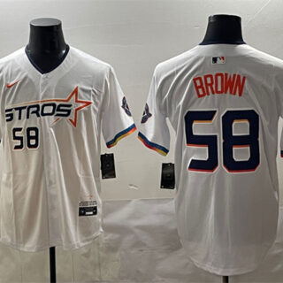 Men's Houston Astros #58 Hunter Brown White 2025 City Connect Limited Stitched Baseball Jersey