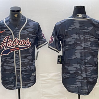 Men's Houston Astros Blank Gray Camo With Patch Cool Base Stitched Baseball Jersey
