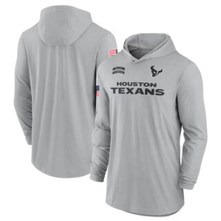 Men's Houston Texans 2024 Gray Salute To Service Lightweight Performance Long Sleeve Hooded T-Shirt