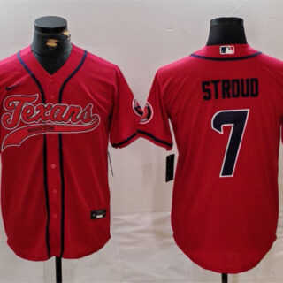 Men's Houston Texans #7 C.J. Stroud Red With Patch Cool Base Stitched Baseball Jersey