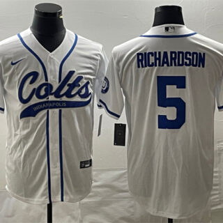 Men's Indianapolis Colts #5 Anthony Richardson White Cool Base Stitched Baseball Jersey