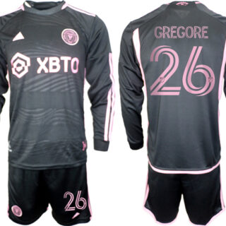Men's Inter Miami CF #26 Gregore 2023 24 Black Away Soccer Jersey Suit