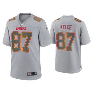 Men's Kansas City Chiefs #87 Travis KelceGrey Atmosphere Fashion Stitched Game Jersey