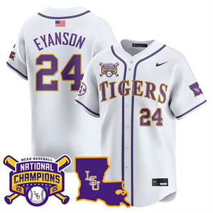 Men's LSU Tigers #24 Anthony Eyanson 2025 World Series Champions Limited Jersey All Stitched