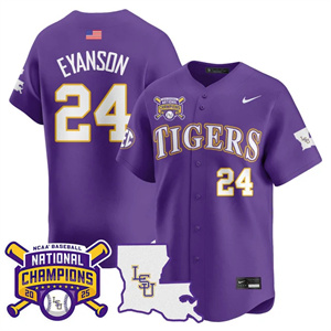 Men's LSU Tigers #24 Anthony Eyanson 2025 World Series Champions Limited Jersey All Stitched