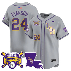 Men's LSU Tigers #24 Anthony Eyanson 2025 World Series Champions Limited Jersey All Stitched