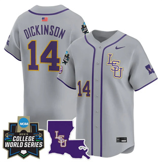 Men's LSU Tigers #14 Daniel Dickinson 2025 World Series Vapor Premier Limited Jersey All Stitched