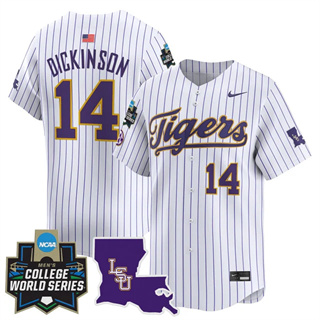 Men's LSU Tigers #14 Daniel Dickinson 2025 World Series Vapor Premier Limited Jersey All Stitched