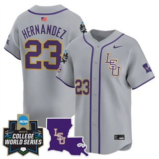 Men's LSU Tigers #23 Luis Hernandez 2025 World Series Vapor Premier Limited Jersey All Stitched