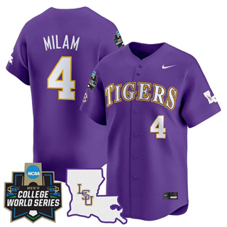 Men's LSU Tigers #4 Steven Milam 2025 World Series Vapor Premier Limited Jersey All Stitched