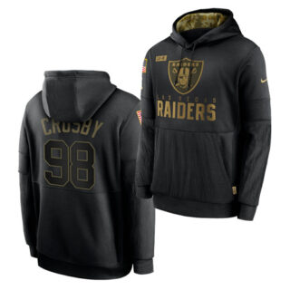 Men's Las Vegas Raiders #98 Maxx Crosby 2020 Salute To Service Black Sideline Performance Pullover Hoodie