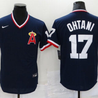 Men's Los Angeles Angels #17 Shohei Ohtani Black Red Cool Base Stitched Jersey