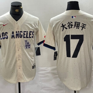Men's Los Angeles Dodgers #17 ?????ƽ Cream Stitched Baseball Jerseys