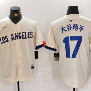 Men's Los Angeles Dodgers #17 ?????ƽ Cream Stitched Baseball Jersey