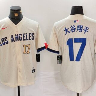 Men's Los Angeles Dodgers #17 ?????ƽ Cream Stitched Baseball Jerseys
