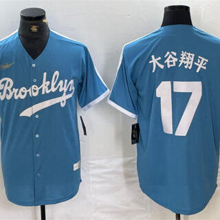 Men's Los Angeles Dodgers #17 ?????ƽ Light Blue Throwback Cool Base Stitched Baseball Jersey