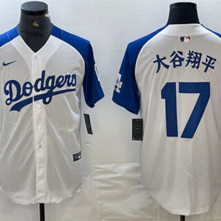 Men's Los Angeles Dodgers #17 ?????ƽ White Blue Vin Patch Cool Base Stitched Baseball Jersey