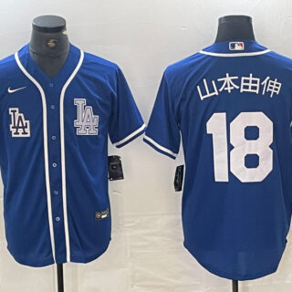 Men's Los Angeles Dodgers #18 ɽ??????  Yoshinobu Blue Cool Base Stitched Baseball Jersey