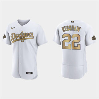 Men's Los Angeles Dodgers #22 Clayton Kershaw 2022 All-Star White Flex Base Stitched Baseball Jersey