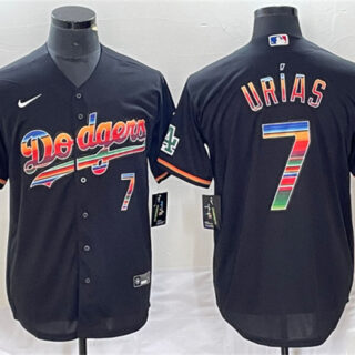 Men's Los Angeles Dodgers #7 Julio Ur??as Black Mexico Cool Base Stitched Jersey