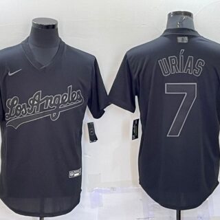 Men's Los Angeles Dodgers #7 Julio Ur??as Black Stitched Baseball Jersey