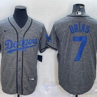 Men's Los Angeles Dodgers #7 Julio Ur??as Grey Cool Base Stitched Jersey