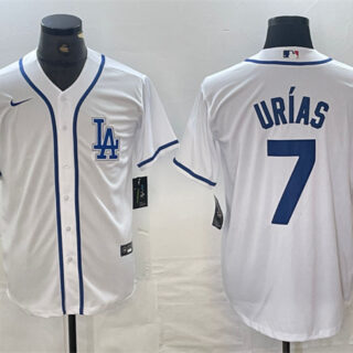 Men's Los Angeles Dodgers #7 Julio Ur??as White Cool Base Stitched Baseball Jersey