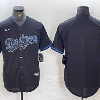 Men's Los Angeles Dodgers Blank Black Cool Base Stitched Baseball Jersey 4