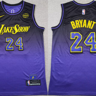 Men's Los Angeles Lakers #24 Kobe Bryant Purple 2024 Stitched Basketball Jersey