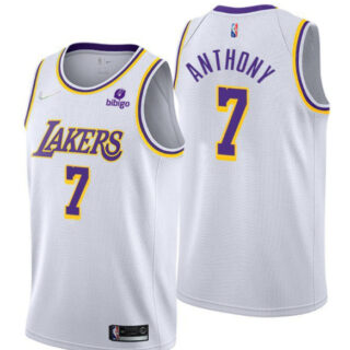 Men's Los Angeles Lakers #7 Carmelo Anthony White 75th Anniversary Stitched Basketball Jersey