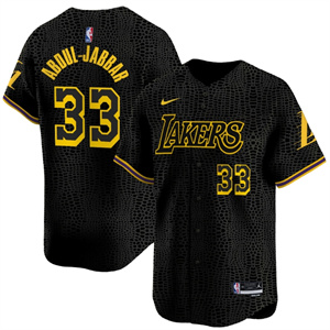 Men's Los Angeles Lakers Black #33 Kareem Abdul-Jabbar Vapor Baseball Jersey